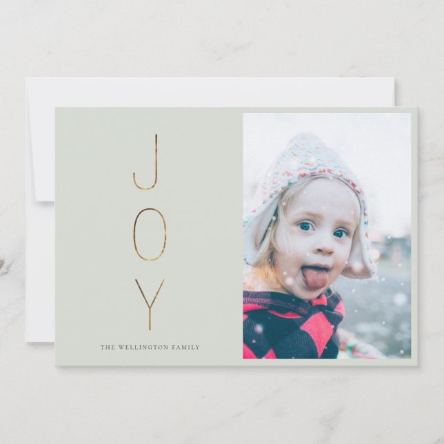 Golden JOY Modern Photo Helgdag Card | Försäljning Julkort (Framsida)