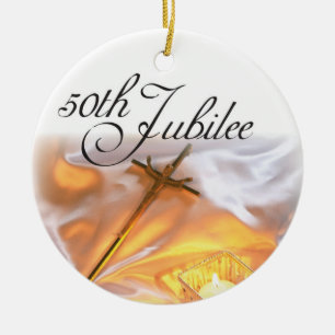 Golden Jubilee Religiösa Life, Kor Candle Julgransprydnad Keramik