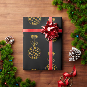Golden jul Baubles på Black Presentpapper