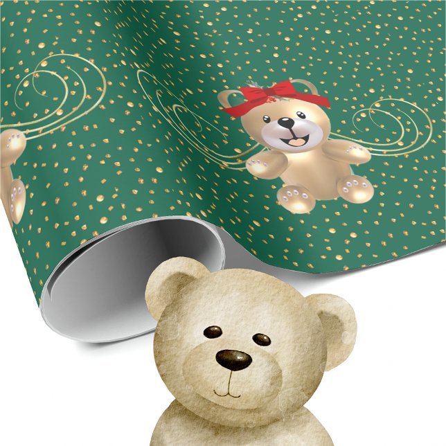 Golden jul Bear Presentpapper (Skapare uppladdad)