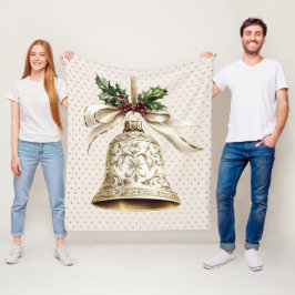 Golden jul Bell Shiny Stars Grönt Löv Fleecefilt