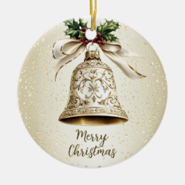 Golden jul Bell Shiny Stars Grönt Löv Julgransprydnad Keramik