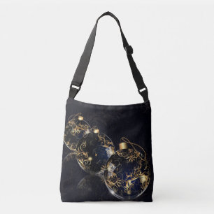 Golden jul Bollar i Mörk Background Tote Bag Axelväska