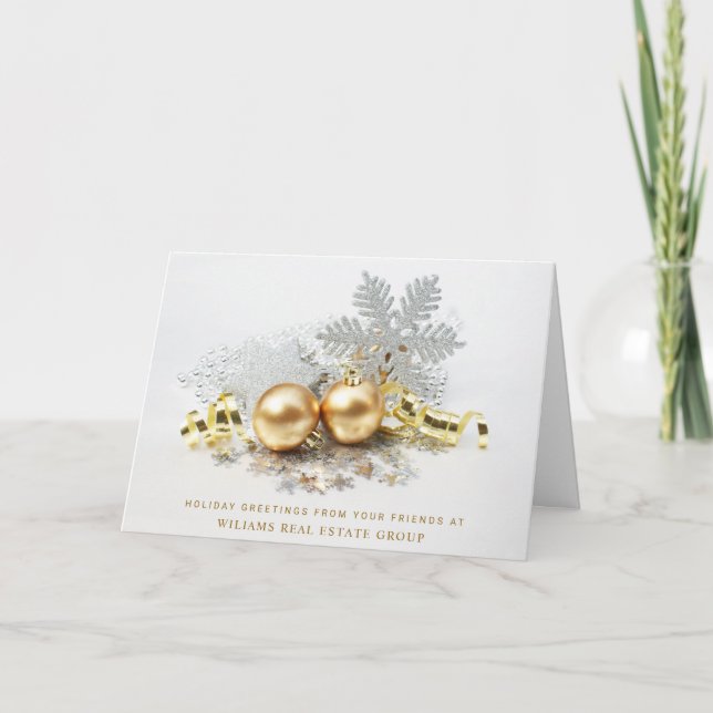 Golden jul Bollar Ornament Corporate Hälsning Helgkort (Framsida)