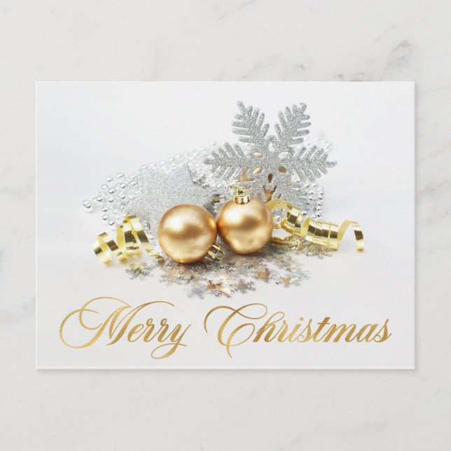 Golden jul Bollar Ornament Corporate Hälsning Vykort (Framsida)