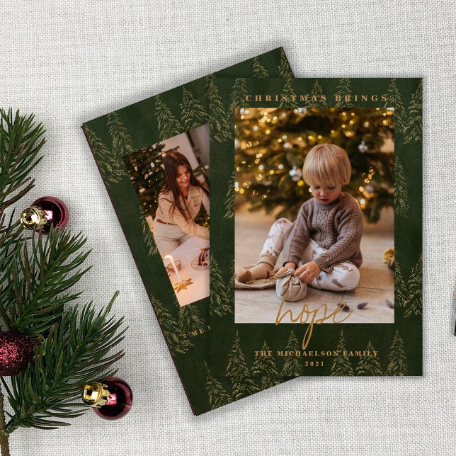 Golden jul Fir Träd 2 Photo Julkort (Skapare uppladdad)