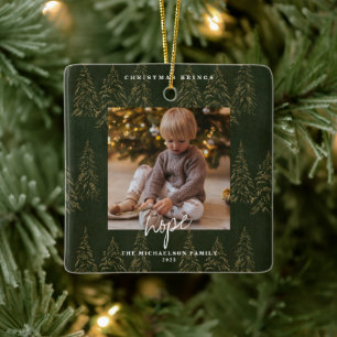 Golden jul Forest Fir Träd Julgransprydnad Keramik