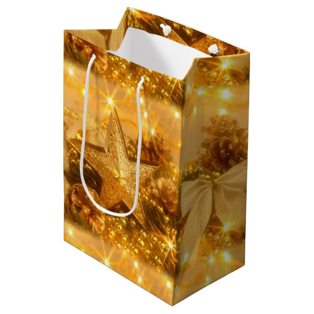 Golden jul Gift Bag (Framsidan Vinklad)