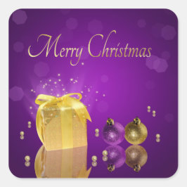 Golden jul Gift Box Fyrkantigt Klistermärke