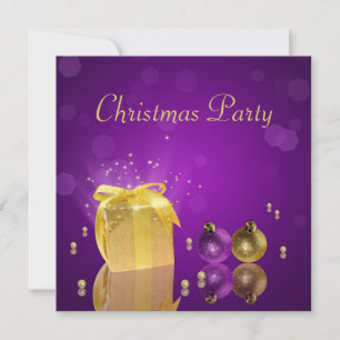 Golden jul Gift Box Inbjudningar