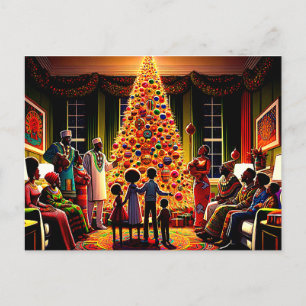 Golden jul Glow: African American Family's F Helg Vykort