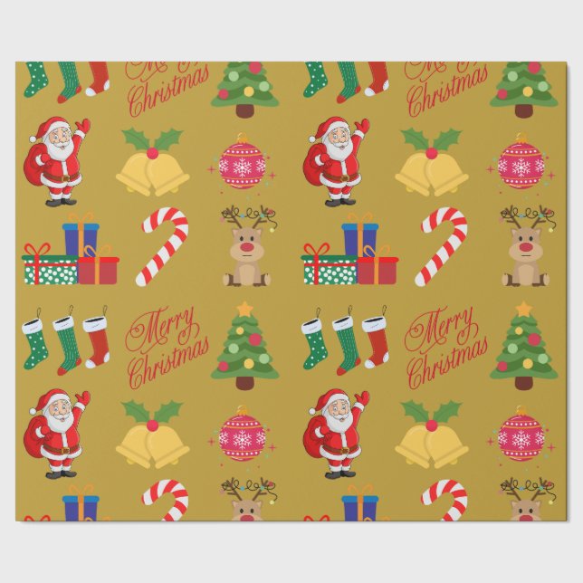 Golden jul Icons Wrapping Papper Presentpapper (Seam)
