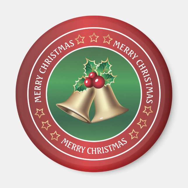 Golden jul klockor och holly magnet (Framsidan)
