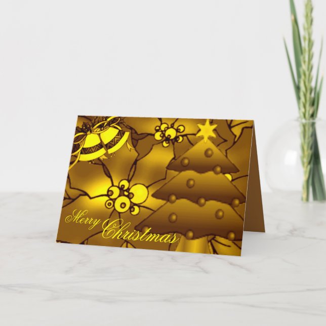Golden jul-kort helgkort (Framsida)