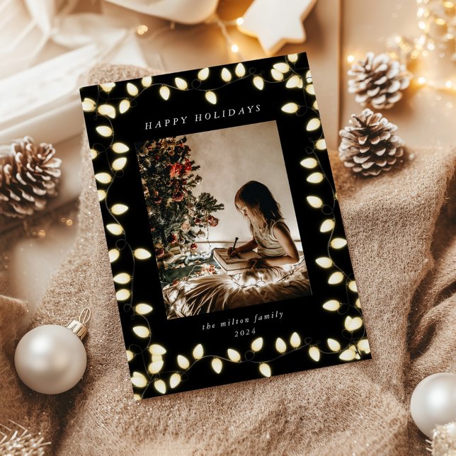 Golden jul Ljus One Photo Julkort (Skapare uppladdad)