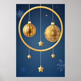 Golden jul Ornaments Hanging Poster