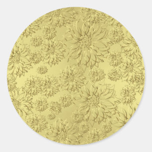 Golden jul Poinsettias om Foil Papper Runt Klistermärke