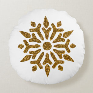 Golden jul Snö Star Rund Kudde