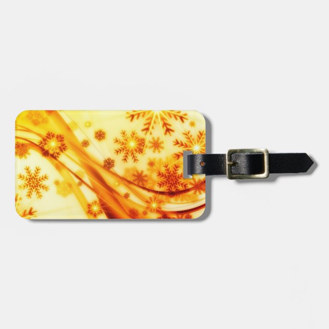 Golden jul Snöflingor Bagagebricka (Horisontell Framsida)