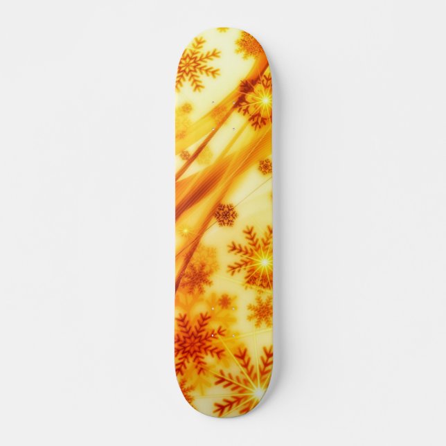 Golden jul Snöflingor Mini Skateboard Bräda 18,5 Cm (Framsida)