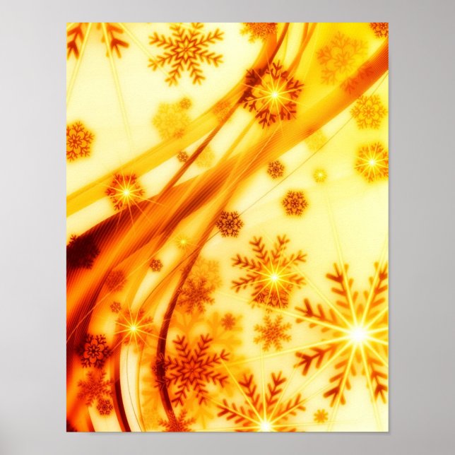 Golden jul Snöflingor Poster (Framsidan)