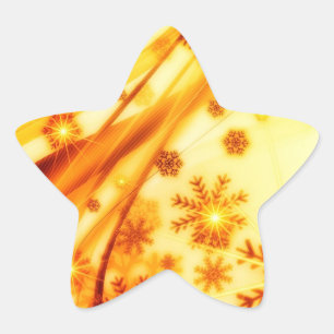 Golden jul Snöflingor Stjärnformat Klistermärke