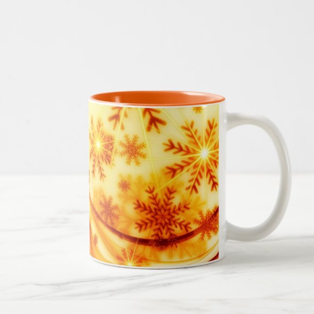 Golden jul Snöflingor Två-Tonad Mugg (Höger)