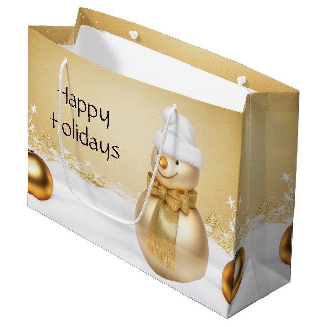 Golden jul Snögubbe Helgdag Gift Bag (Framsidan Vinklad)