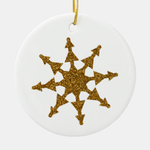 Golden jul Snowflake Star Julgransprydnad Keramik