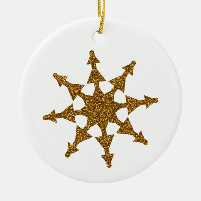 Golden jul Snowflake Star Julgransprydnad Keramik (Framsidan)