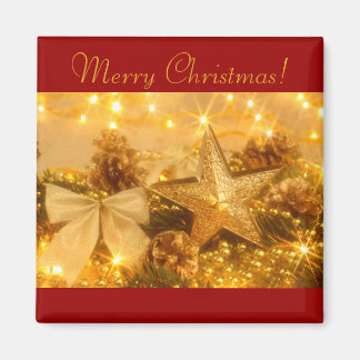 "Golden jul" Square Magnet