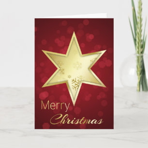 Golden jul Star Red Bokeh Helgkort