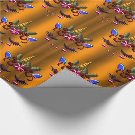 Golden jul Unicorn Presentpapper