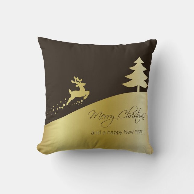 Golden Julgran med Reindeer Kudde (Framsida)
