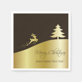 Golden Julgran med Reindeer Pappersservett