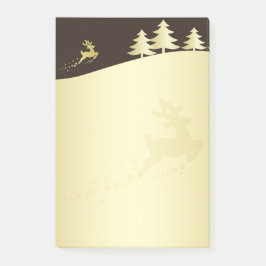 Golden Julgran med Reindeer Post-it Block