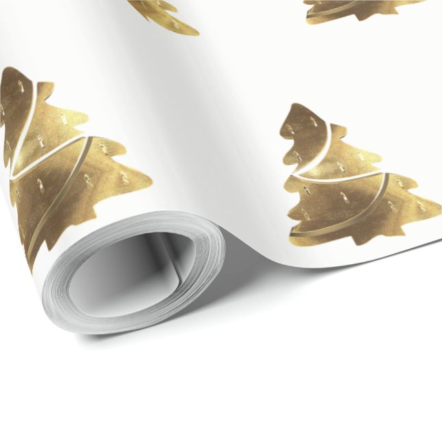 Golden Julgran Mönster med Eleganten Candles Presentpapper (Rullad Hörn)