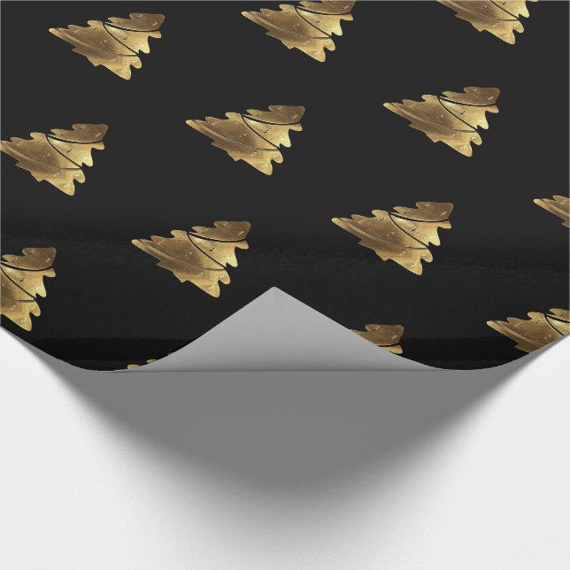 Golden Julgran Mönster med Eleganten Candles Presentpapper (Hörn)