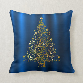 Golden Julgran Navy Blue Helgdagars Kudde