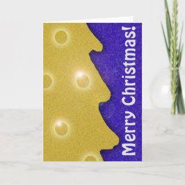 Golden Julgran på Blue med text Helgkort