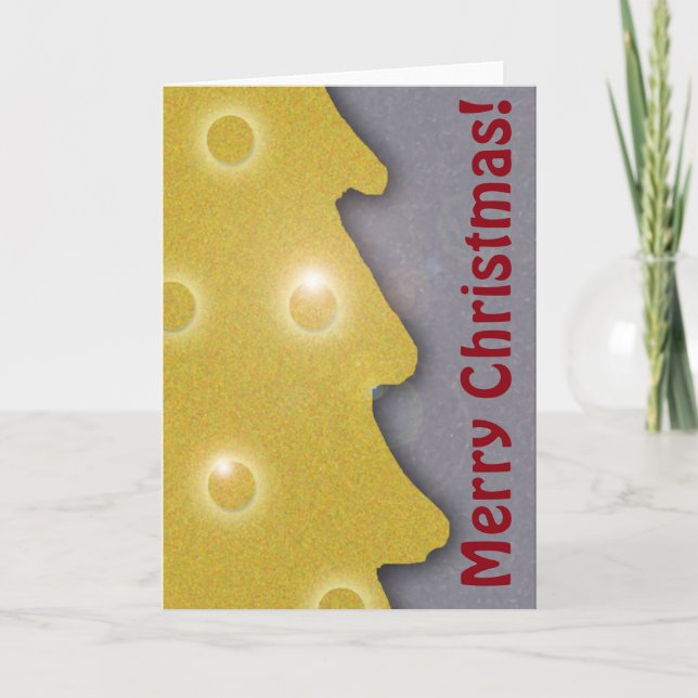 Golden Julgran på Grått med text Helgkort (Framsida)