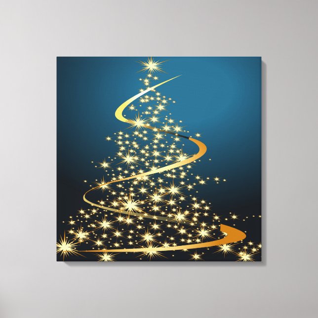 Golden Julgran Premium Wrapped Canvas (Framsida)