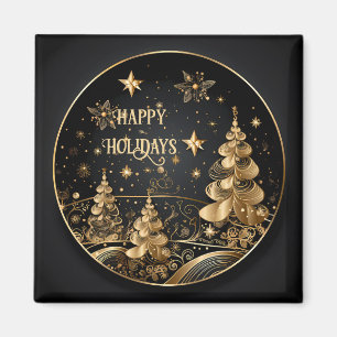 Golden Julgranar Helgdag Magnet