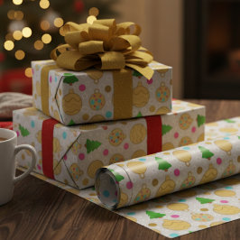Golden Julgranar & Ornaments Handdragen Presentpapper