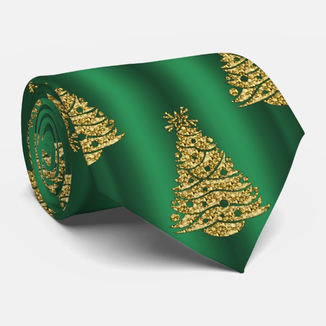 Golden Julgranar på Grönt Slips (Rullad)