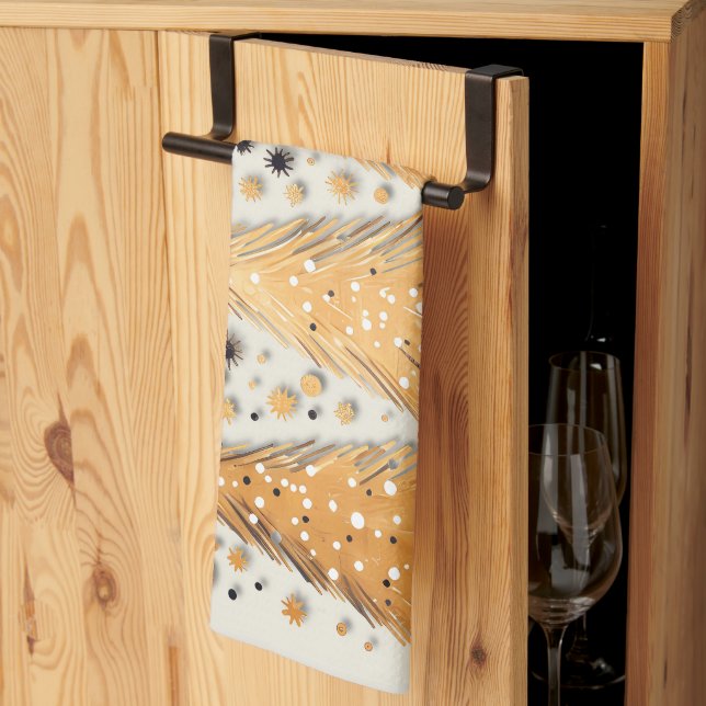 Golden Julgranar Shiny Snöflingor Helgdagars Kökshandduk (Thirds Fold)