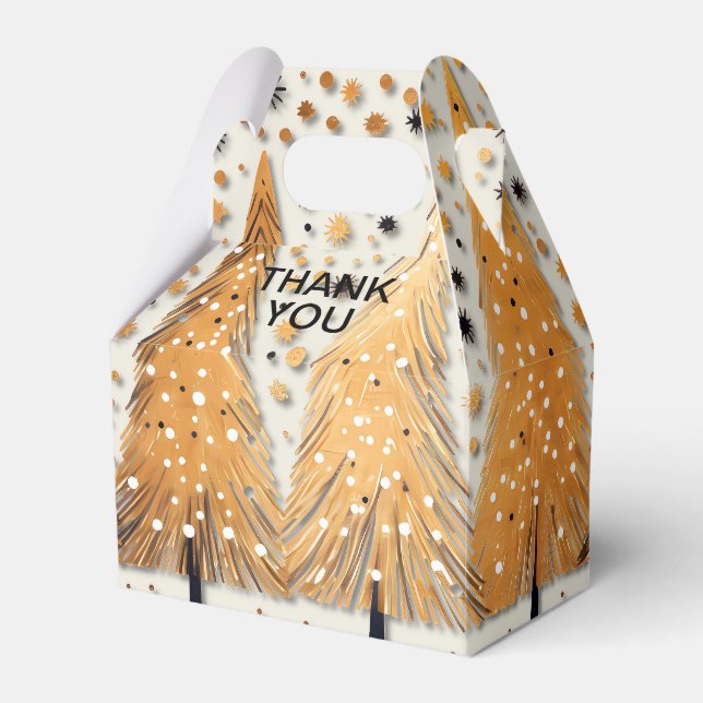 Golden Julgranar Shiny Snöflingor Helgdagars Presentaskar (Framsidan Sidan)