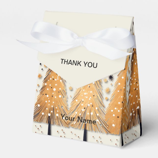 Golden Julgranar Shiny Snöflingor Helgdagars Presentaskar (Framsidan Sidan)