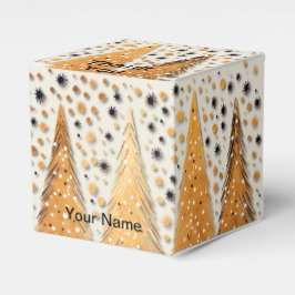 Golden Julgranar Shiny Snöflingor Helgdagars Presentaskar