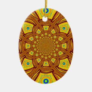 Golden Kaleidoscope Art-utskrift Julgransprydnad Keramik
